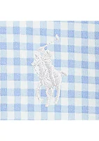 Baby Boys Gingham Printed Soft Cotton Polo Shortall