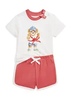 Baby Boys Polo Bear Cotton T-Shirt & Shorts Set