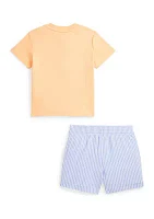 Baby Boys Polo Bear Henley Shirt & Mesh Shorts Set