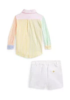 Baby Boys Cotton Fun Shirt & Chino Shorts Set