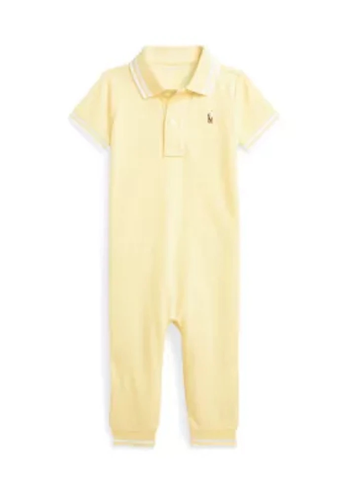 Baby Boys Cotton Oxford Mesh Polo Coverall