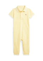 Baby Boys Cotton Oxford Mesh Polo Coverall