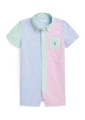 Baby Boys Striped Cotton Seersucker Fun Shortall