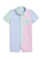 Baby Boys Striped Cotton Seersucker Fun Shortall