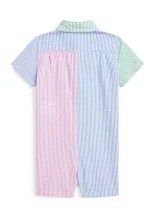 Baby Boys Striped Cotton Seersucker Fun Shortall