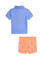 Baby Boys Mesh Polo Shirt & Chino Shorts Set