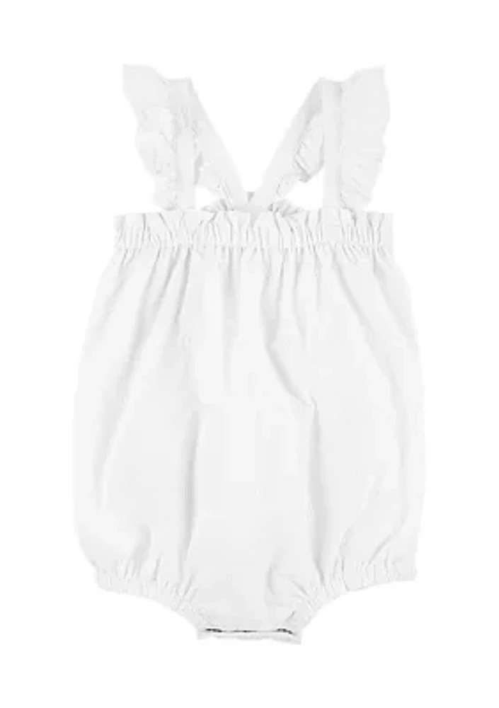 Baby Girls Sleeveless Poplin Bubble Romper