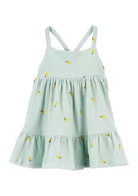 Baby Girls Sleeveless Tiered Lemon Dress