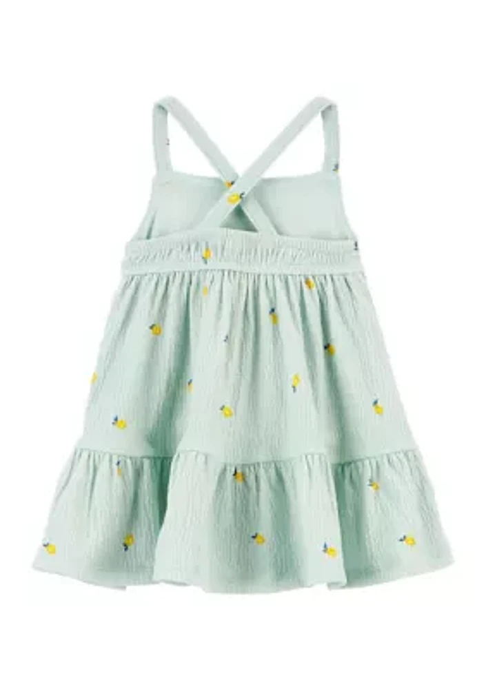 Baby Girls Sleeveless Tiered Lemon Dress