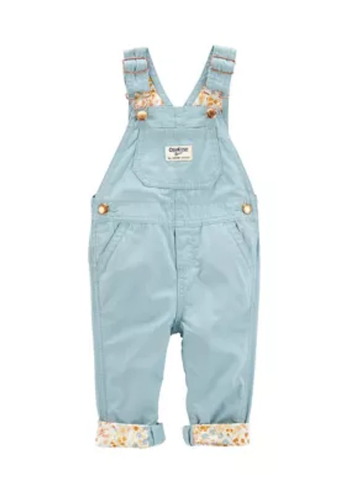 Baby Girls Floral Lined Overalls