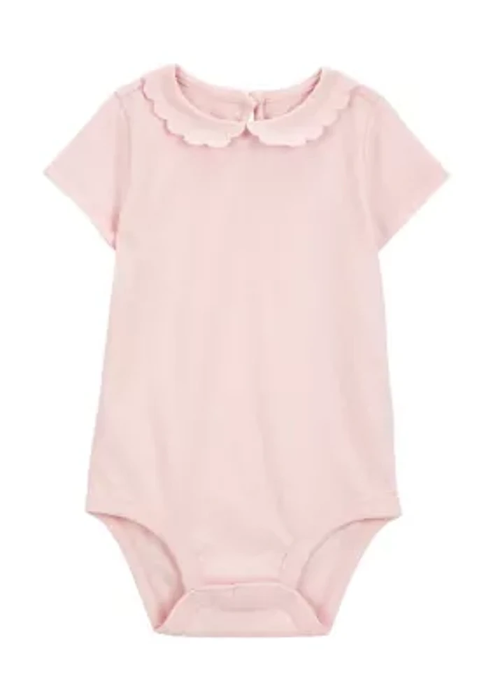 Baby Girls Short Sleeve Peter Pan Collar Bodysuit