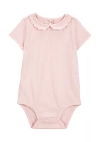 Baby Girls Short Sleeve Peter Pan Collar Bodysuit