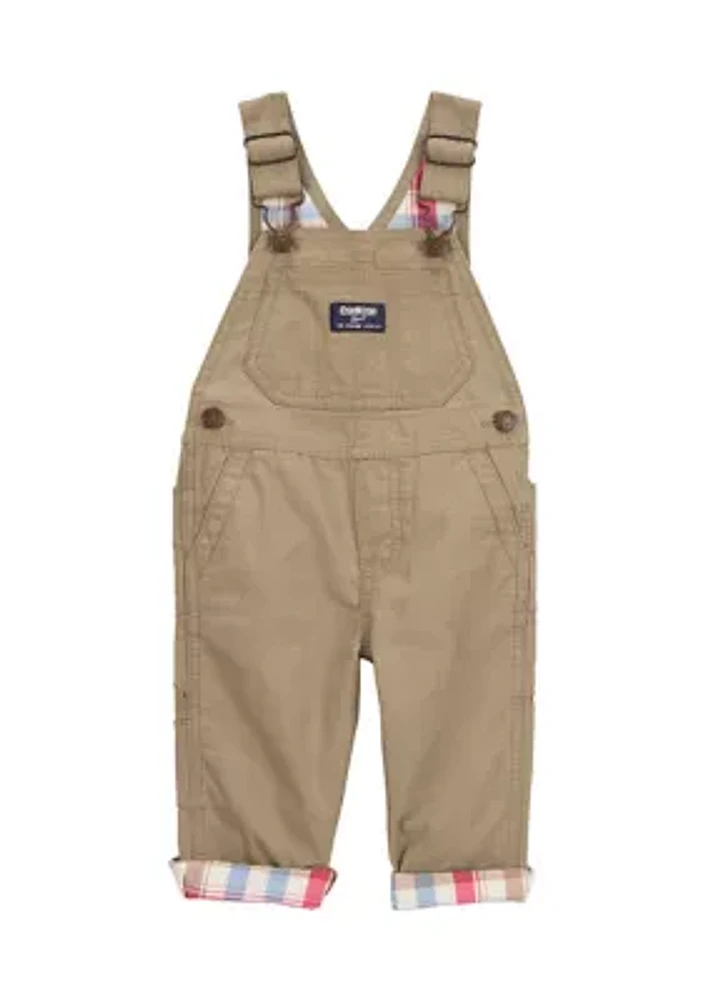 Baby Boys Plaid Lined Overalls