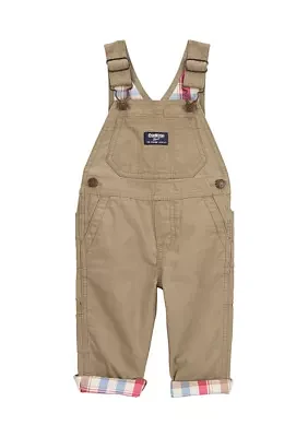 Baby Boys Plaid Lined Overalls