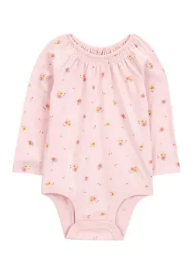 Baby Girls Long Sleeve Floral Knit Bodysuit