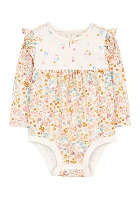 Baby Girls Long Sleeve Floral Knit Bodysuit