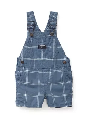 Baby Boys Windowpane Printed Woven Shortall