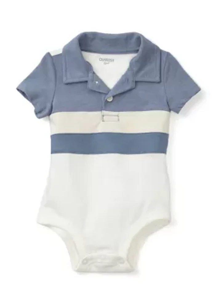 Baby Boys Knit Stripe Polo Bodysuit