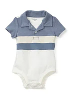 Baby Boys Knit Stripe Polo Bodysuit