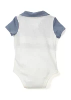 Baby Boys Knit Stripe Polo Bodysuit