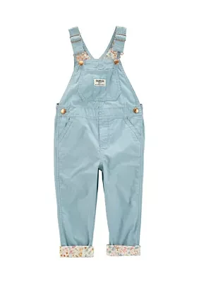 Toddler Girls Floral Lined Overalls