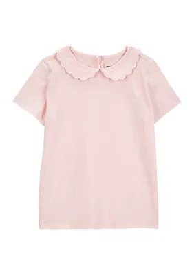 Toddler Girls Short Sleeve Peter Pan Collar Top