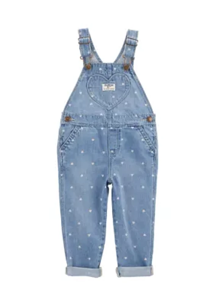 Toddler Girls Heart Overalls