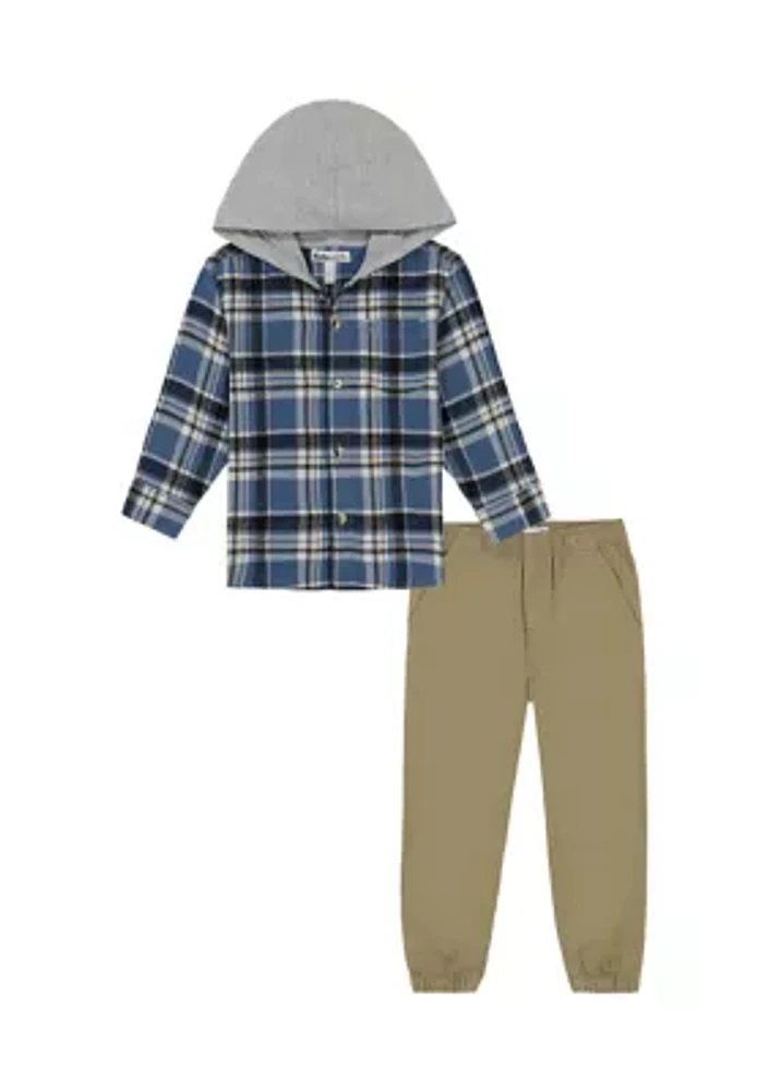 Toddler Boys Woven Shirt and Joggers Set