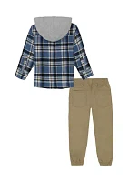 Toddler Boys Woven Shirt and Joggers Set