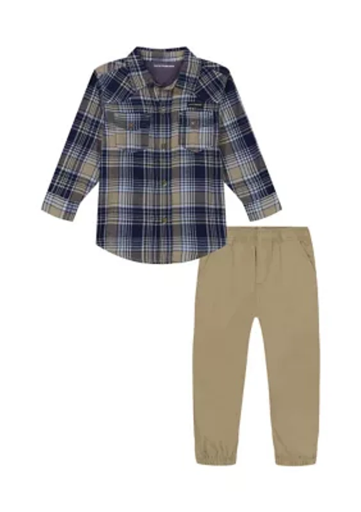 Toddler Boys Woven Shirt and Pants Set