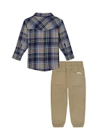 Toddler Boys Woven Shirt and Pants Set