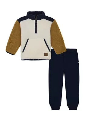 Toddler Boys Color Blocked Zip Pullover and Joggers Set