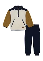 Toddler Boys Color Blocked Zip Pullover and Joggers Set