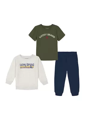 Toddler Boys 3 Piece Graphic Sweatshirt Set