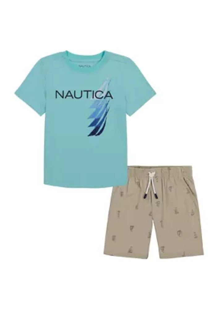 Toddler Boys Nautica 2 Piece T-Shirt and Woven Shorts Set