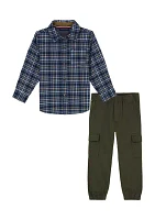 Toddler Boys Woven Button Down Shirt and Pants Set