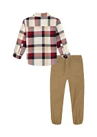 Toddler Boys Woven Shirt and Pants Set