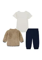 Toddler Boys 3 Piece Zip Front Jacket and Joggers Set