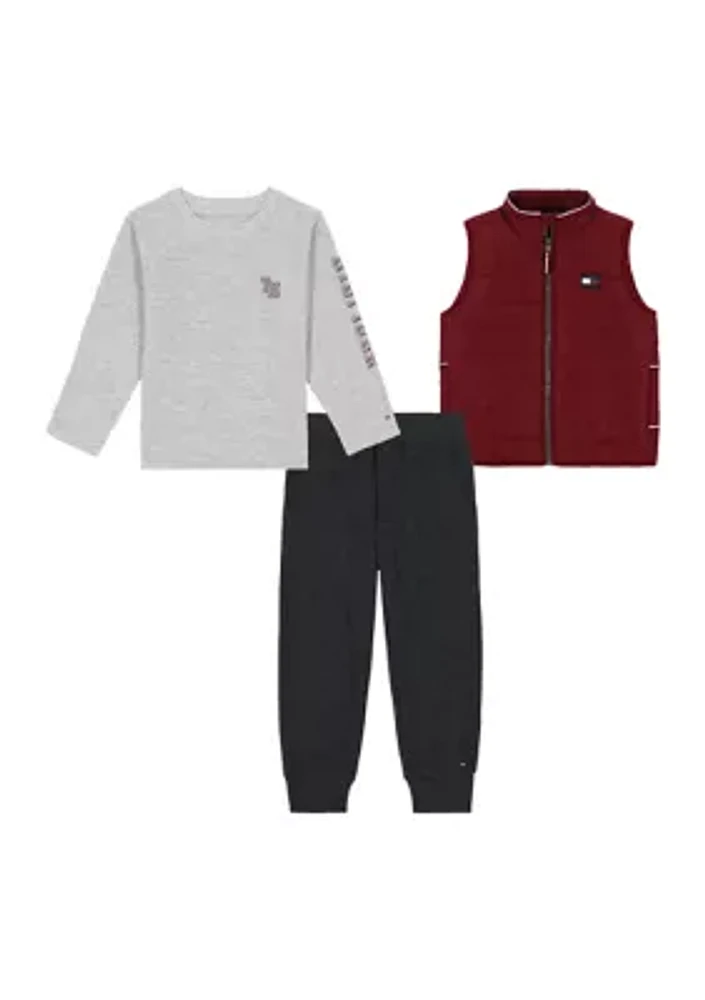 Toddler Boys Puff Knit Vest Set