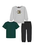 Toddler Boys 3 Piece Fleece Joggers Set