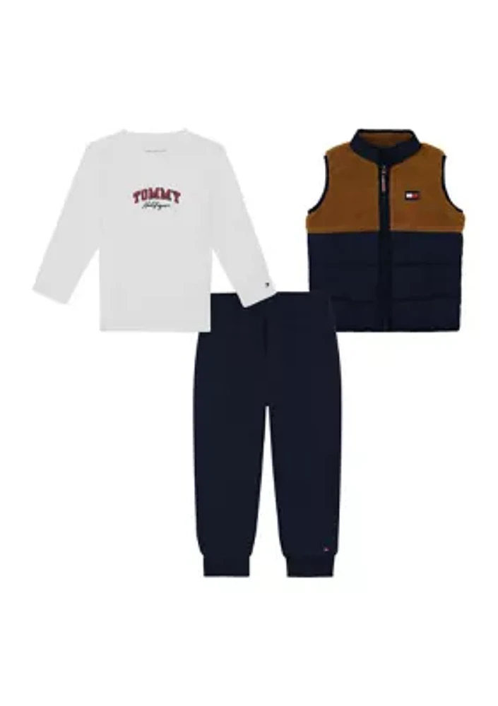 Toddler Boys Berber Vest and Knit Joggers Set