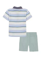 Toddler Boys 2 Piece Polo Shorts Set