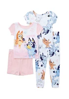 Toddler Girls Bluey Jumping Fun 4-Piece Pajama Set