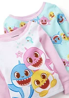 Toddler Girls Cute Sharks 4 Piece Printed Pajama Set