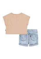 Baby Girls Short Sleeve Palm T-Shirt and Shorts Set