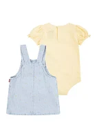 Baby Girls Short Puff Sleeve Bodysuit and Skirtall Set