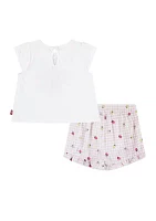 Baby Girls Graphic T-Shirt and Printed Shorts Set