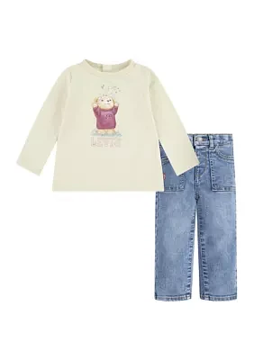 Baby Girls Graphic T-Shirt and Jeans Set