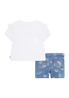 Toddler Girls Ruffle Sleeve T-Shirt and Shorts Set