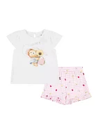 Toddler Girls T-Shirt and Printed Shorts Set